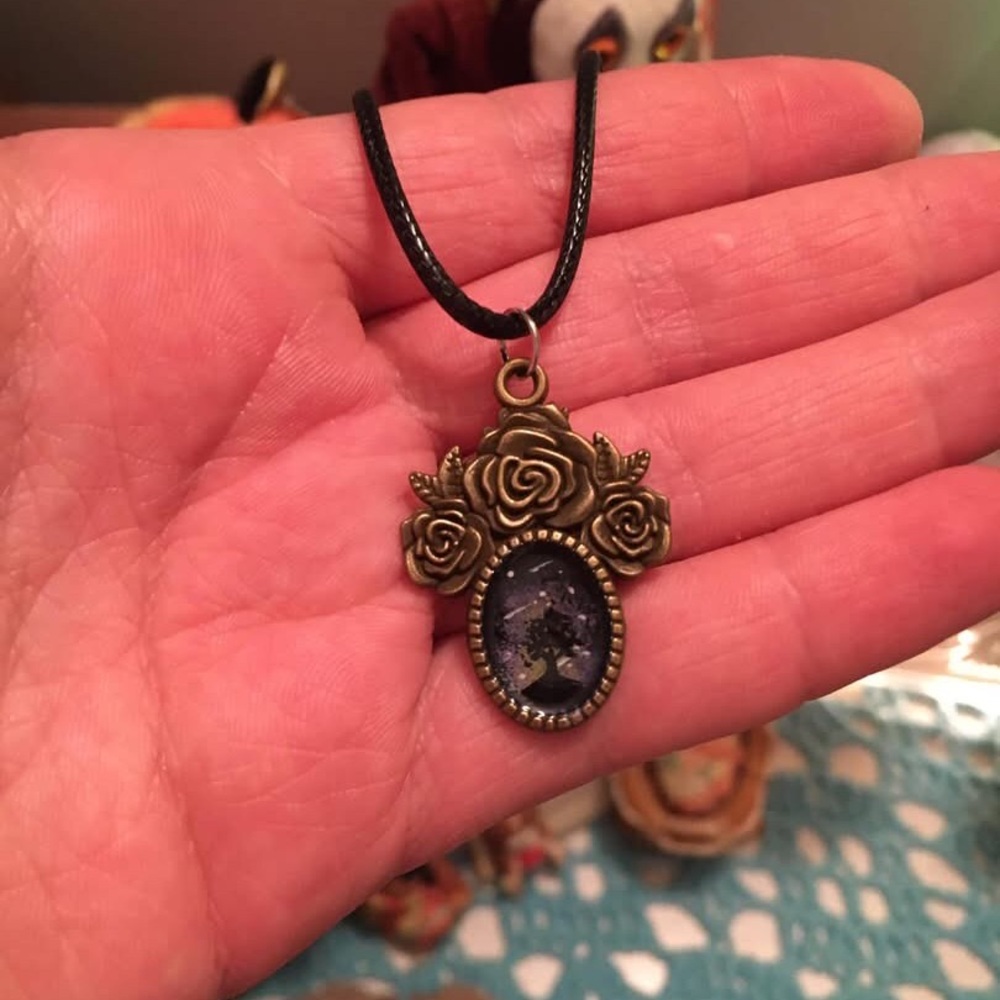 Wishing tree hand painted necklace